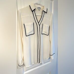 Express Portofino medium blouse button-up shirt black & white